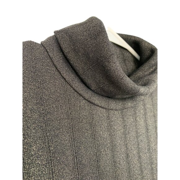 WHBM Sweater Dress Midi Mock Neck NWT Size 4 S Shimmer Sheath 7782 Black Ikat - Picture 2 of 9